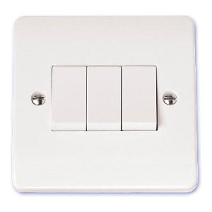 Scolmore Click Mode 10A 3 Gang 2 Way Light Switch - White